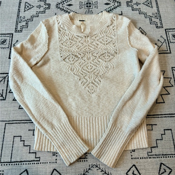 Free People cream knit sweater size small - Picture 1 of 6